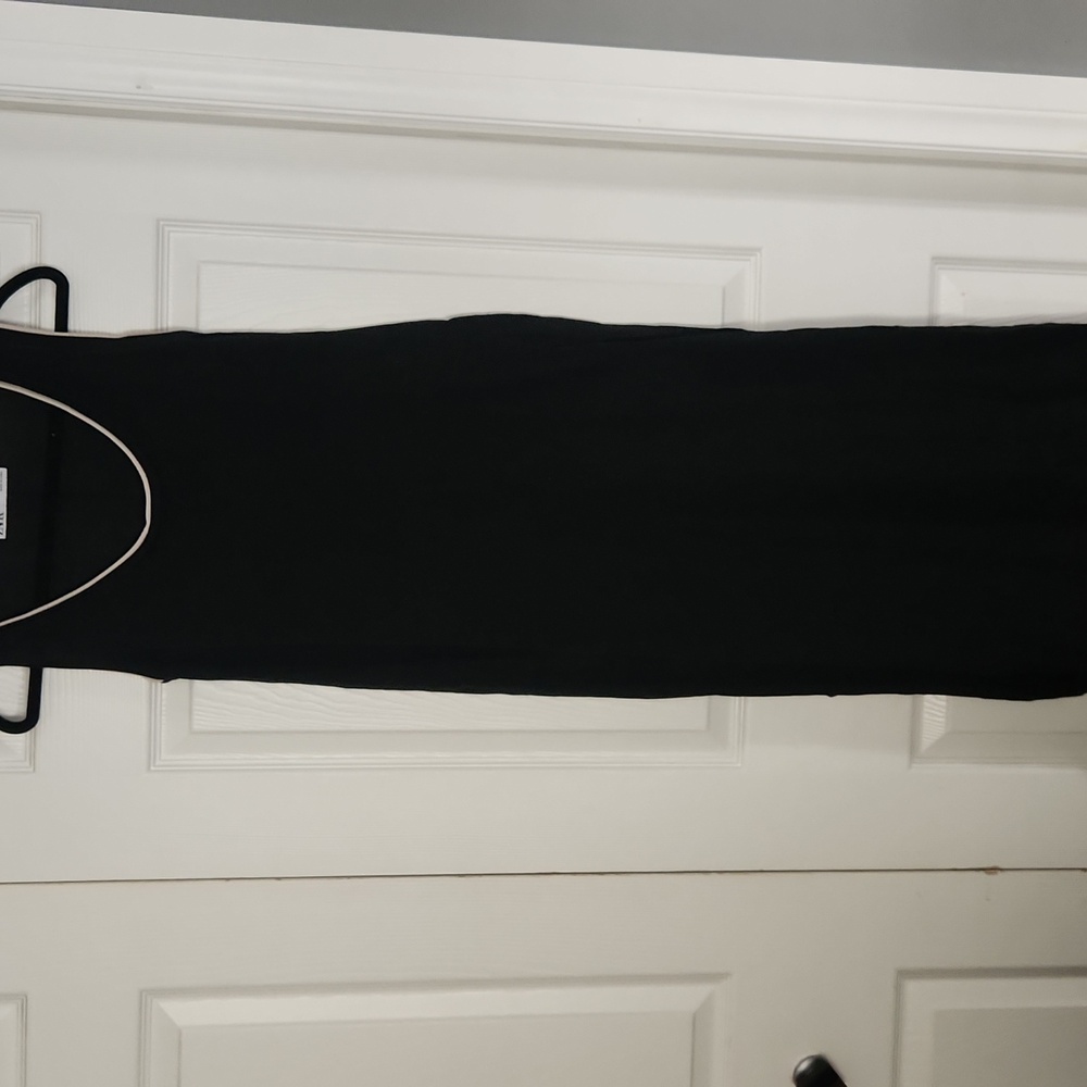 Zara Black Midi Dress with White Trim